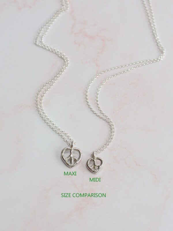 love & peace midi necklace recycled sterling silver mooki jewellery