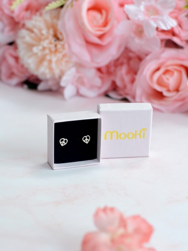 love & peace studs recycled sterling silver mooki jewellery
