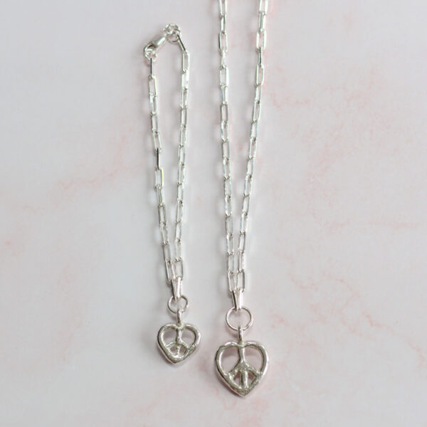 love & peace maxi necklace recycled sterling silver mooki jewellery