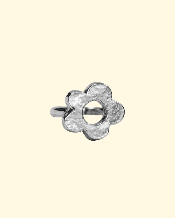 bloom ring wonky silver flower mooki jewellery recycled unique chunky