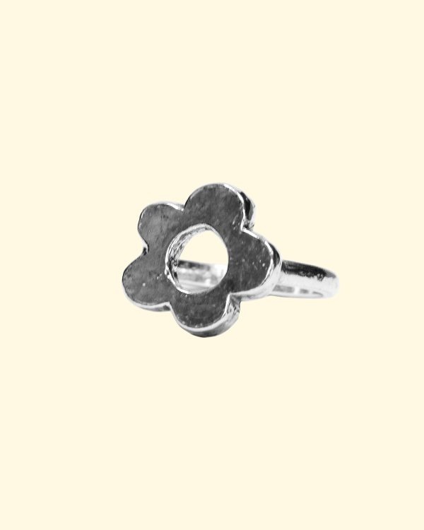 bloom ring wonky silver flower mooki jewellery recycled unique chunky