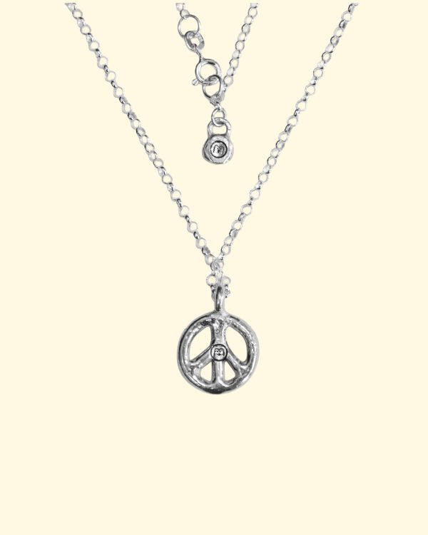 midi peace necklace ban the bomb cnd belcher chain luxury recycled sterling silver hand made unique mooki jewellery