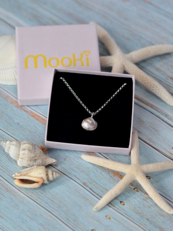 cockle shell necklace pendant belcher chain mooki jewellery waltham grimsby jewellers handcrafted silver cleethorpes beach