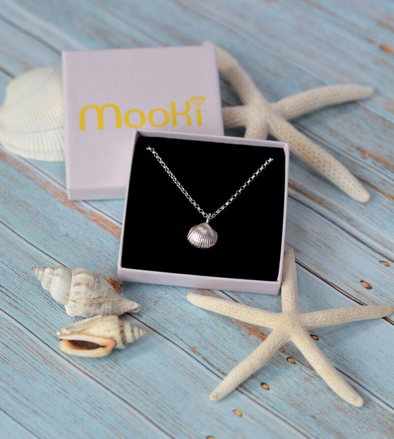 midi shell necklace pendant belcher chain mooki jewellery waltham grimsby jewellers handcrafted silver cleethorpes beach