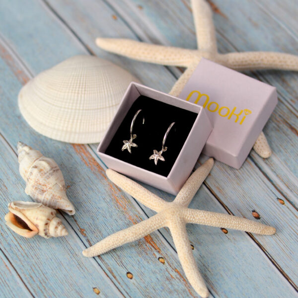 starfish hoops earrings recycled sterling silver mooki jewellery silversmith grimsby jewellers british handcrafted