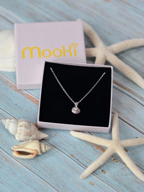 baby cockle shell necklace pendant belcher chain mooki jewellery waltham grimsby jewellers handcrafted silver cleethorpes beach
