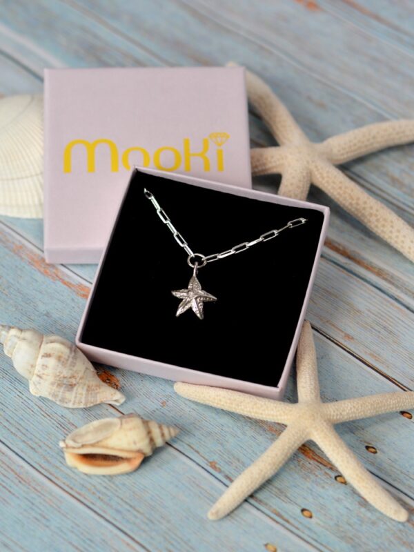 maxi starfish trace necklace paperclip chain mooki jewellery waltham grimsby jewellers handcrafted silver cleethorpes beach