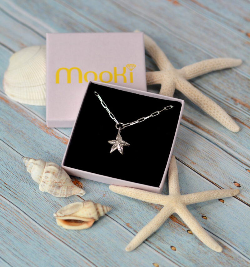 maxi starfish trace necklace paperclip chain mooki jewellery waltham grimsby jewellers handcrafted silver cleethorpes beach