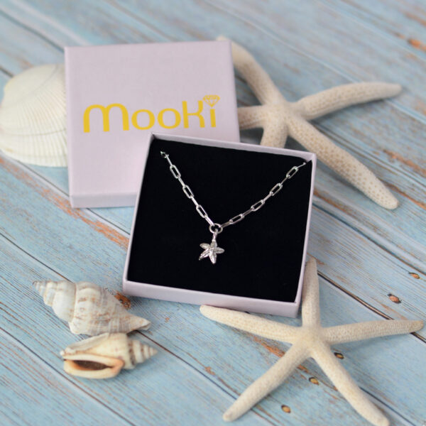 midi starfish trace necklace paperclip chain mooki jewellery waltham grimsby jewellers handcrafted silver cleethorpes beach