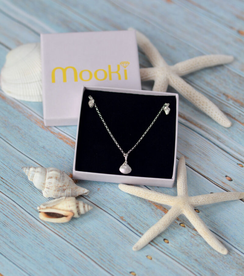 baby shell trio necklace pendant belcher chain mooki jewellery waltham grimsby jewellers handcrafted silver cleethorpes beach