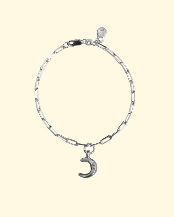 celeste bracelet crescent moon luxury recycled sterling silver hand made unique mooki jewellery
