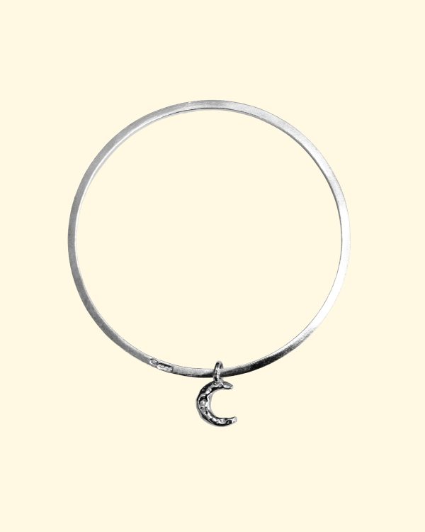 celeste bangle crescent moon luxury recycled sterling silver hand made unique mooki jewellery