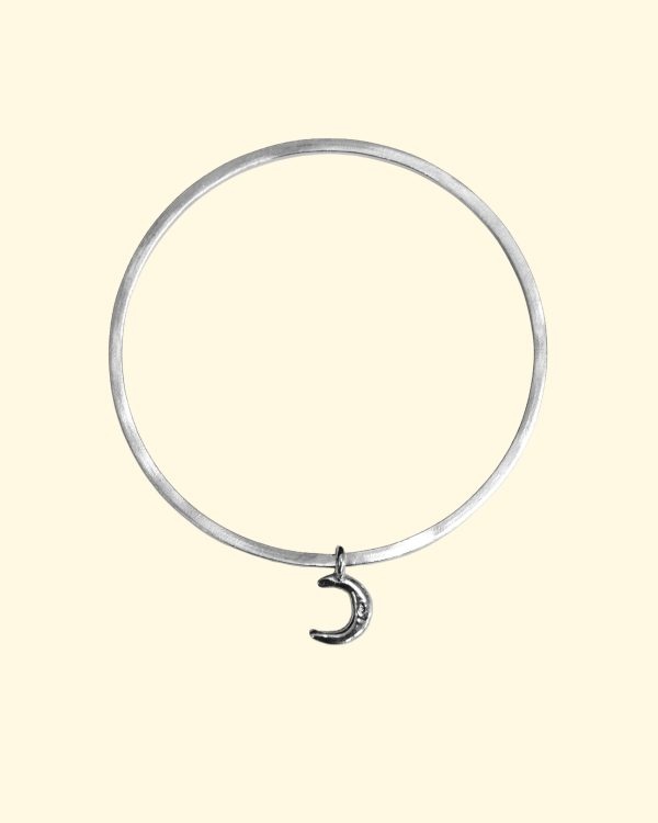 celeste bangle crescent moon luxury recycled sterling silver hand made unique mooki jewellery