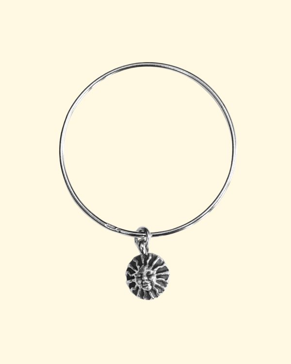 surya bangle sun goddess sunshine face luxury recycled sterling silver hand made unique mooki jewellery