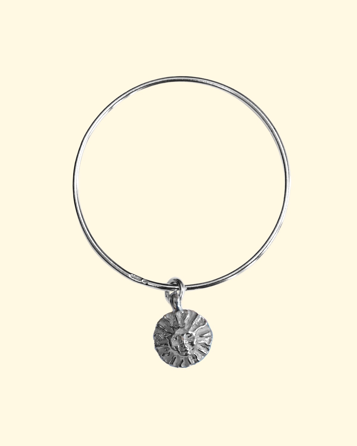 surya bangle sun goddess sunshine face luxury recycled sterling silver hand made unique mooki jewellery