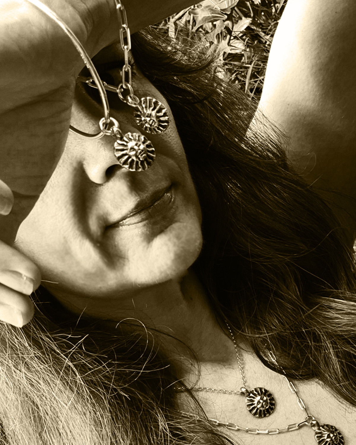 surya bangle sun goddess sunshine face luxury recycled sterling silver hand made unique mooki jewellery