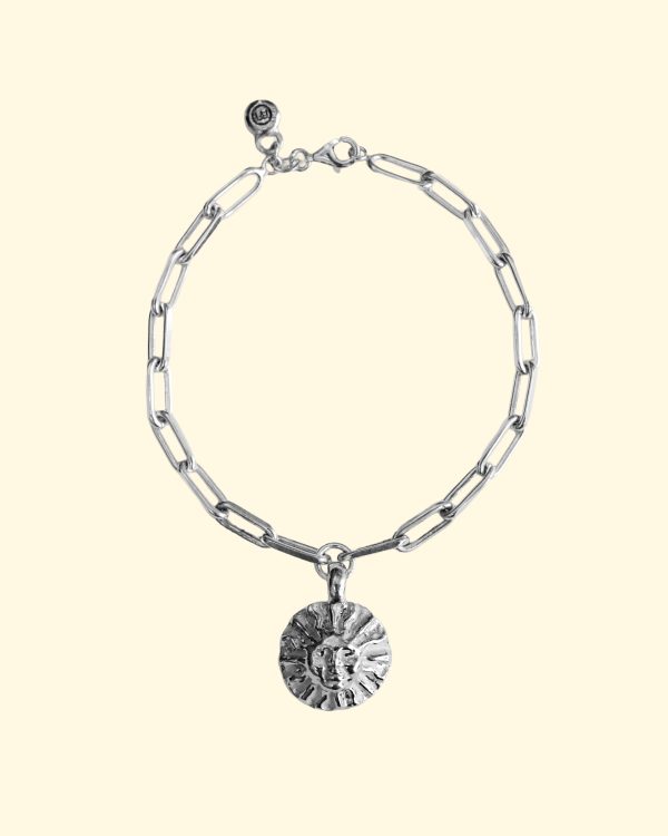 surya bracelet sun goddess face luxury recycled sterling silver hand made unique mooki jewellery