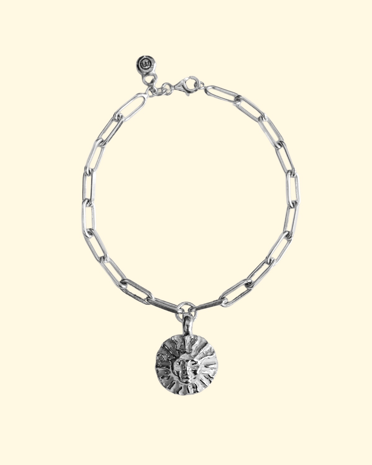 surya bracelet sun goddess face luxury recycled sterling silver hand made unique mooki jewellery