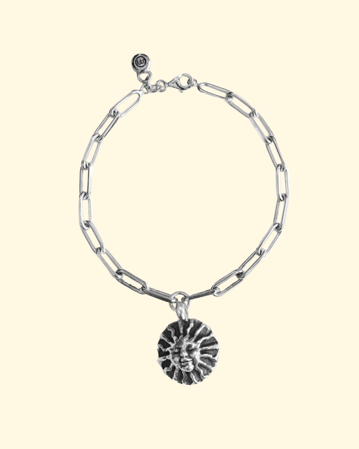 surya bracelet sun goddess face luxury recycled sterling silver hand made unique mooki jewellery