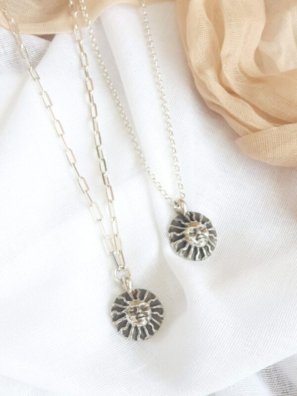 mooki jewellery surya sun necklace pendant chunky sterling silver handmade trace chain
