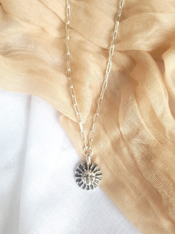 mooki jewellery surya necklace sun pendant chunky sterling silver handmade trace chain