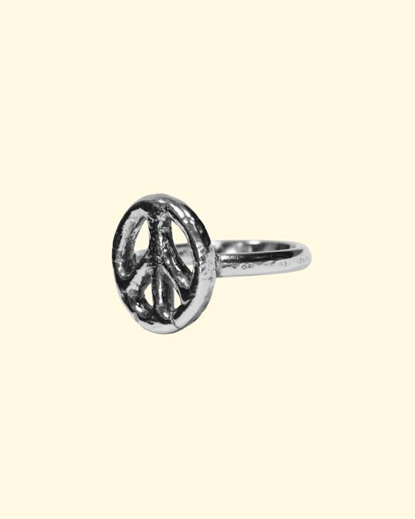 peace ring hand carved handmade recycled silver cnd ban the bomb mooki jewellery