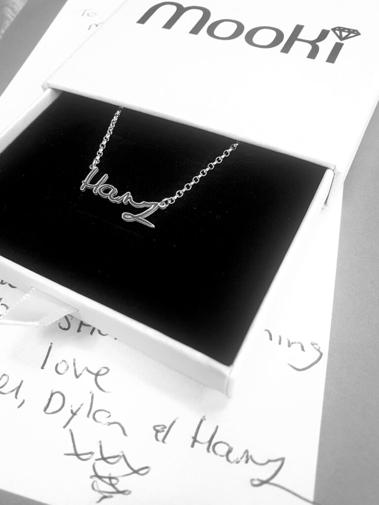 signature 3D handwriting necklace mooki jewellery