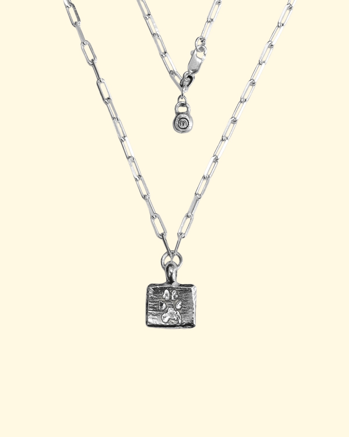 pawtograph trace necklace pet paw print engraved personalised dog cat animal sentimental memorial logo recycled sterling silver unique handmade mooki jewellery