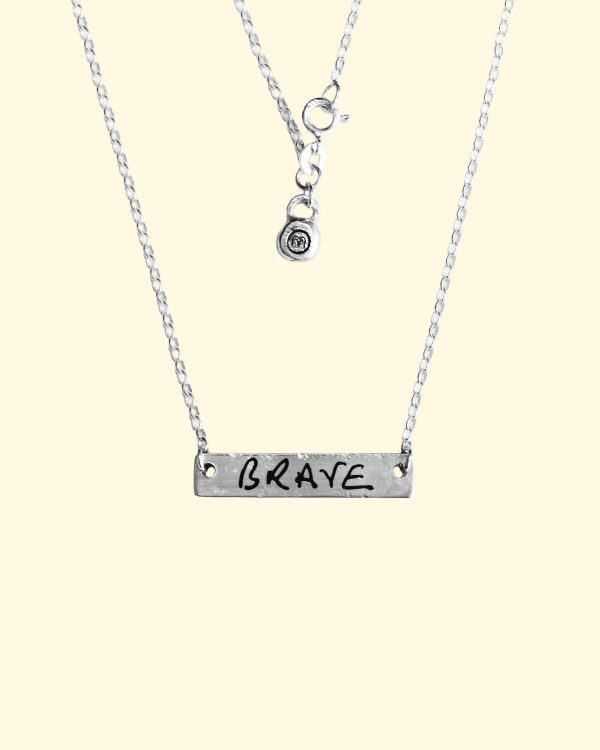 handwriting bar necklace personalised name sentimental memorial logo recycled sterling silver unique handmade mooki jewellery