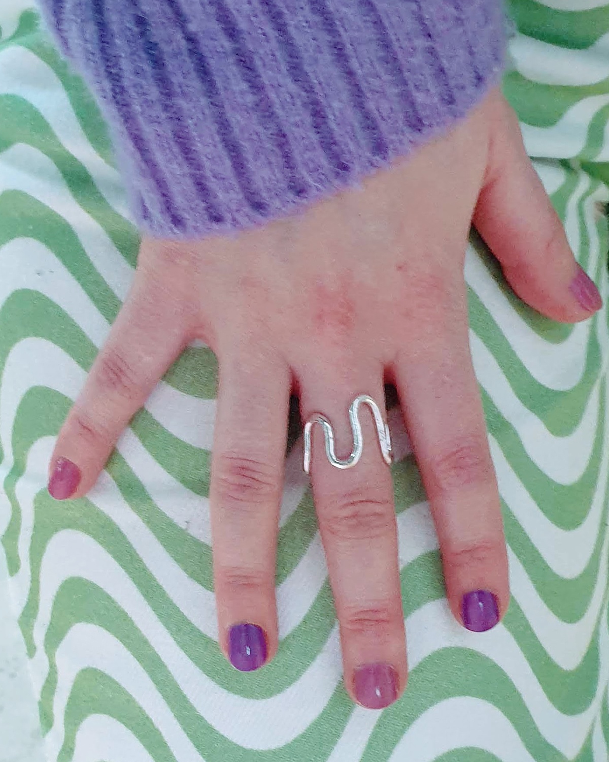 wiggle ring wonky wiggly abstract sterling silver handmade mooki jewellery
