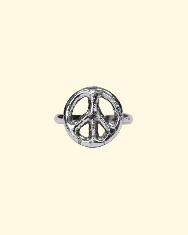 peace ring hand carved handmade recycled silver cnd ban the bomb mooki jewellery