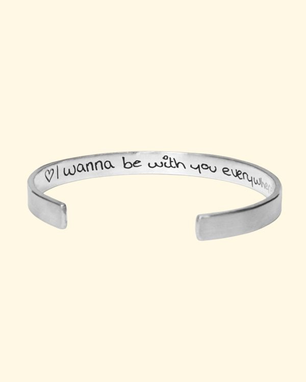handwriting cuff inside bangle bracelet recycled sterling silver mooki jewellery