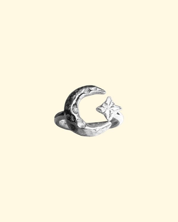 celeste ring mooki jewellery moon star ring chunky sterling silver cleethorpes british designer