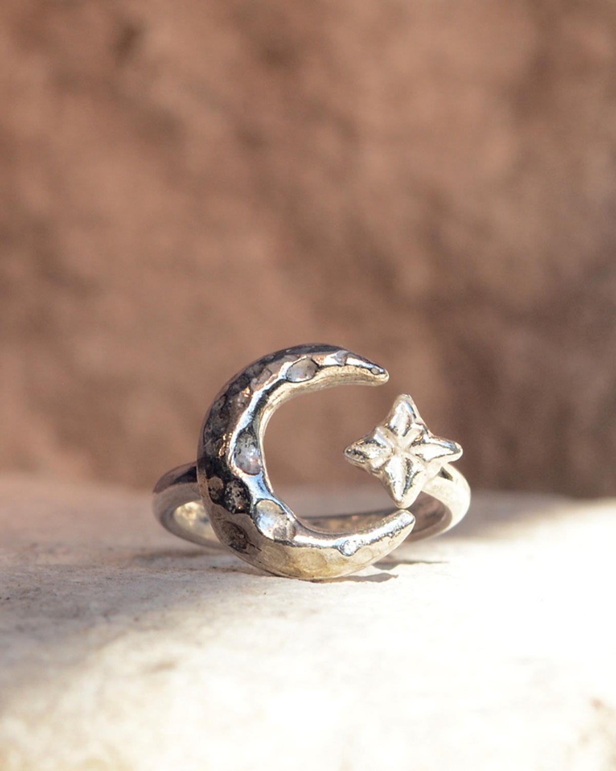 celeste ring mooki jewellery moon star ring chunky sterling silver british designer