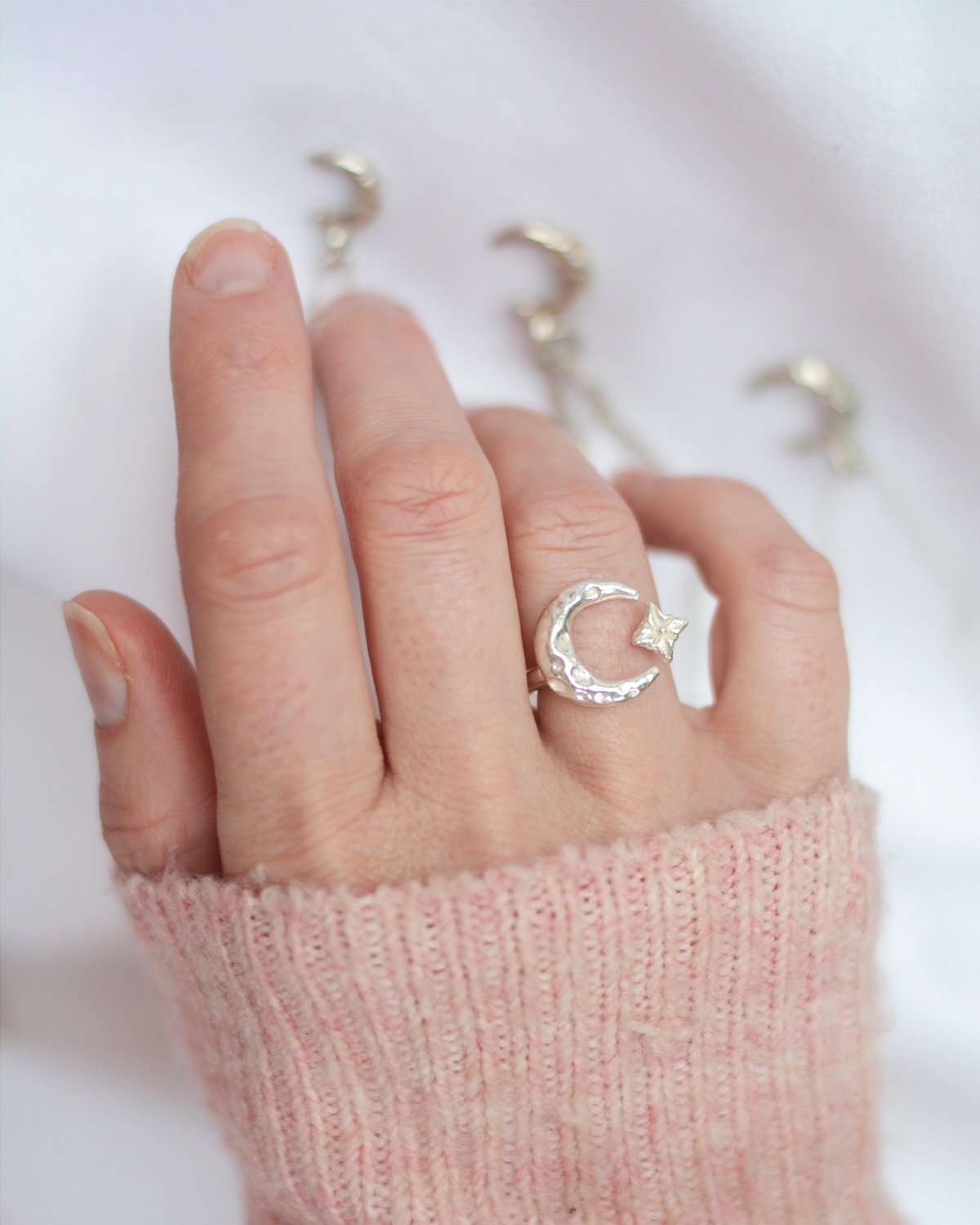 celeste ring mooki jewellery moon star ring chunky sterling silver british designer
