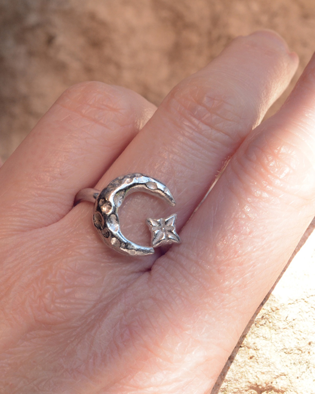 celeste ring mooki jewellery moon star ring chunky sterling silver british designer
