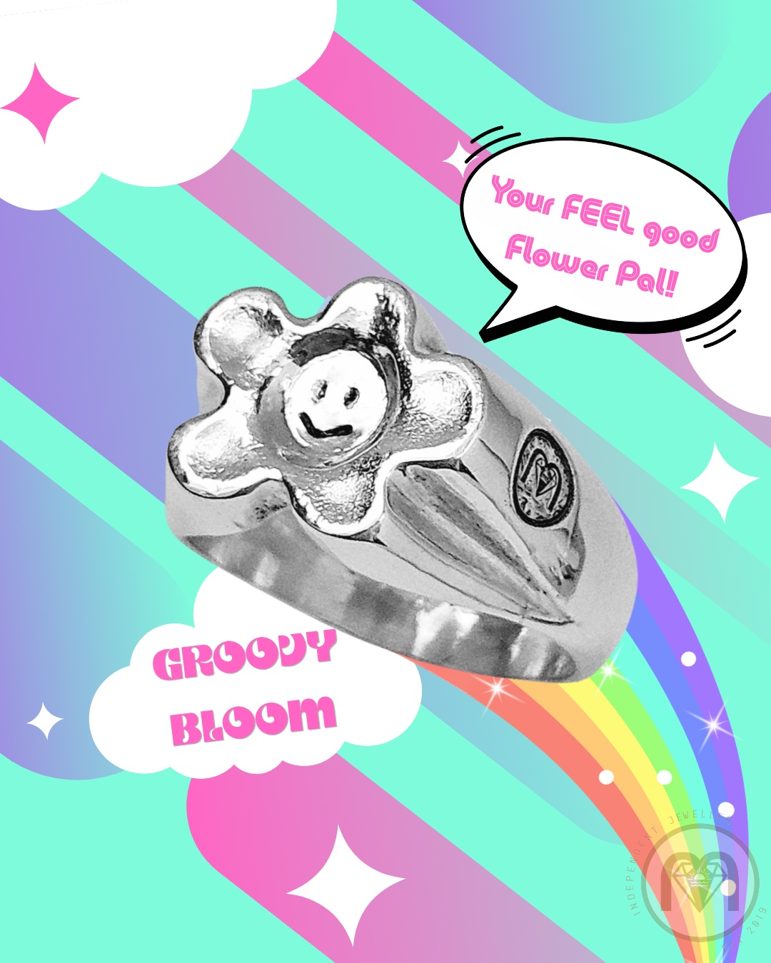 mooki jewellery cleethorpes grimsby wonky flower groovy bloom ring smiley