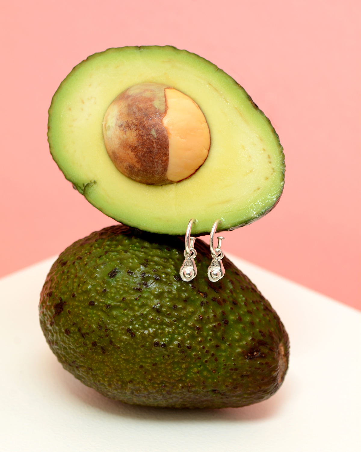 worlds smallest avocados charm hoops silver earrings mooki jewellery