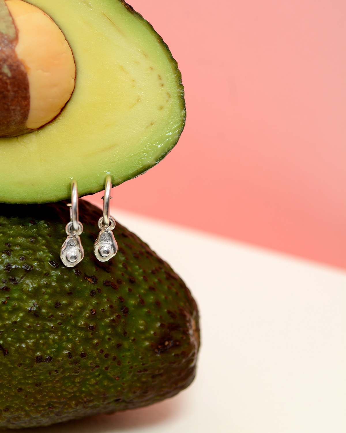 worlds smallest avocados charm hoops silver earrings mooki jewellery