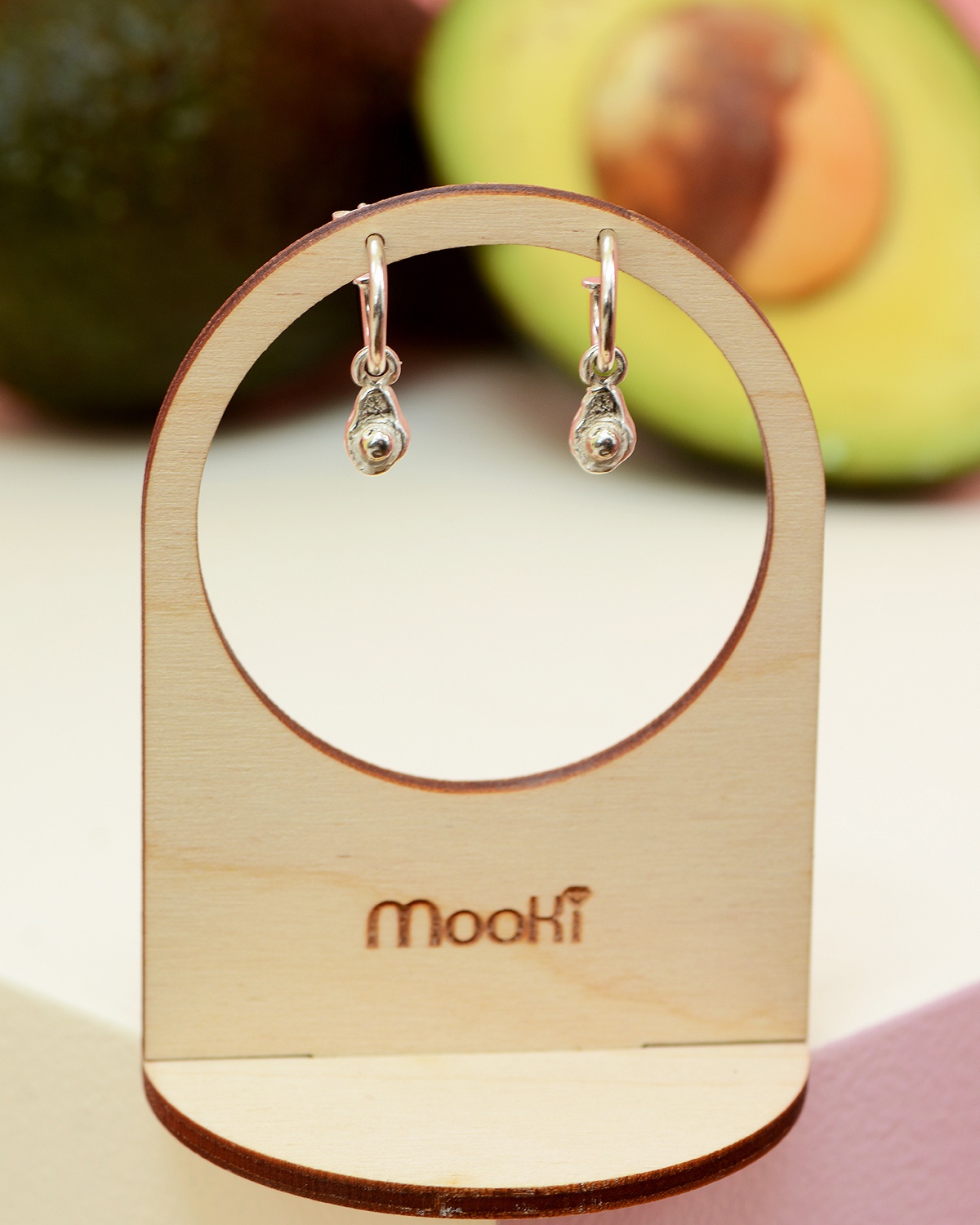 worlds smallest avocados charm hoops silver earrings mooki jewellery