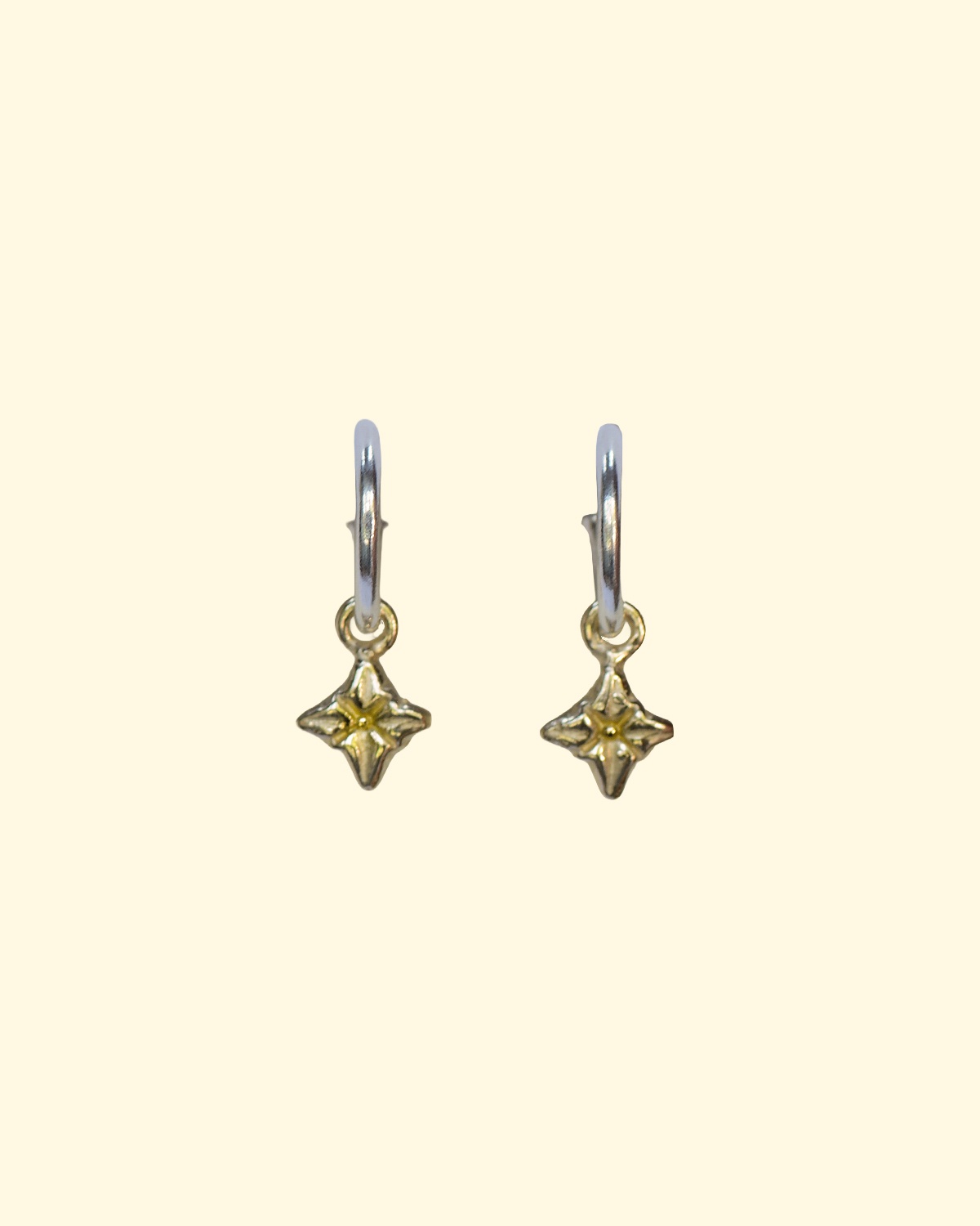 baby polaris hoops north star celestial earrings unique handmade recycled solid gold mooki jewellery