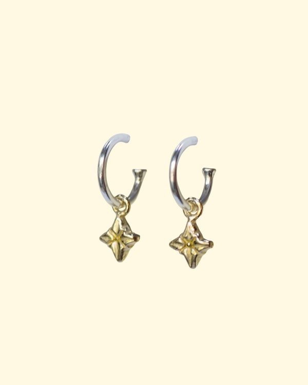 baby polaris hoops north star celestial earrings unique handmade recycled solid gold mooki jewellery
