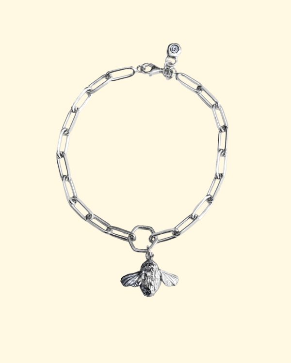 bee bracelet chunky trace bumble honey animal luxury recycled sterling silver hand made unique mooki jewellery