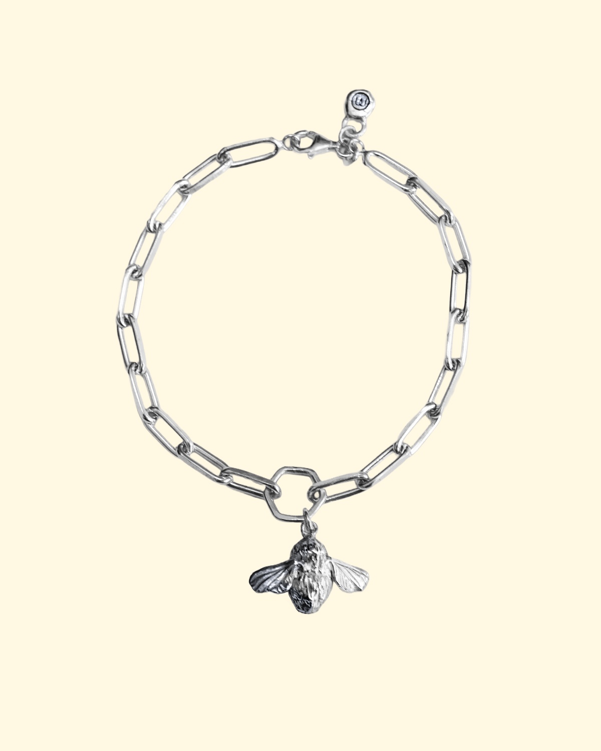 bee bracelet chunky trace bumble honey animal luxury recycled sterling silver hand made unique mooki jewellery