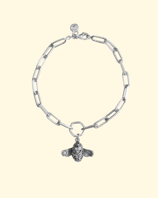 bee bracelet chunky trace bumble honey animal luxury recycled sterling silver hand made unique mooki jewellery