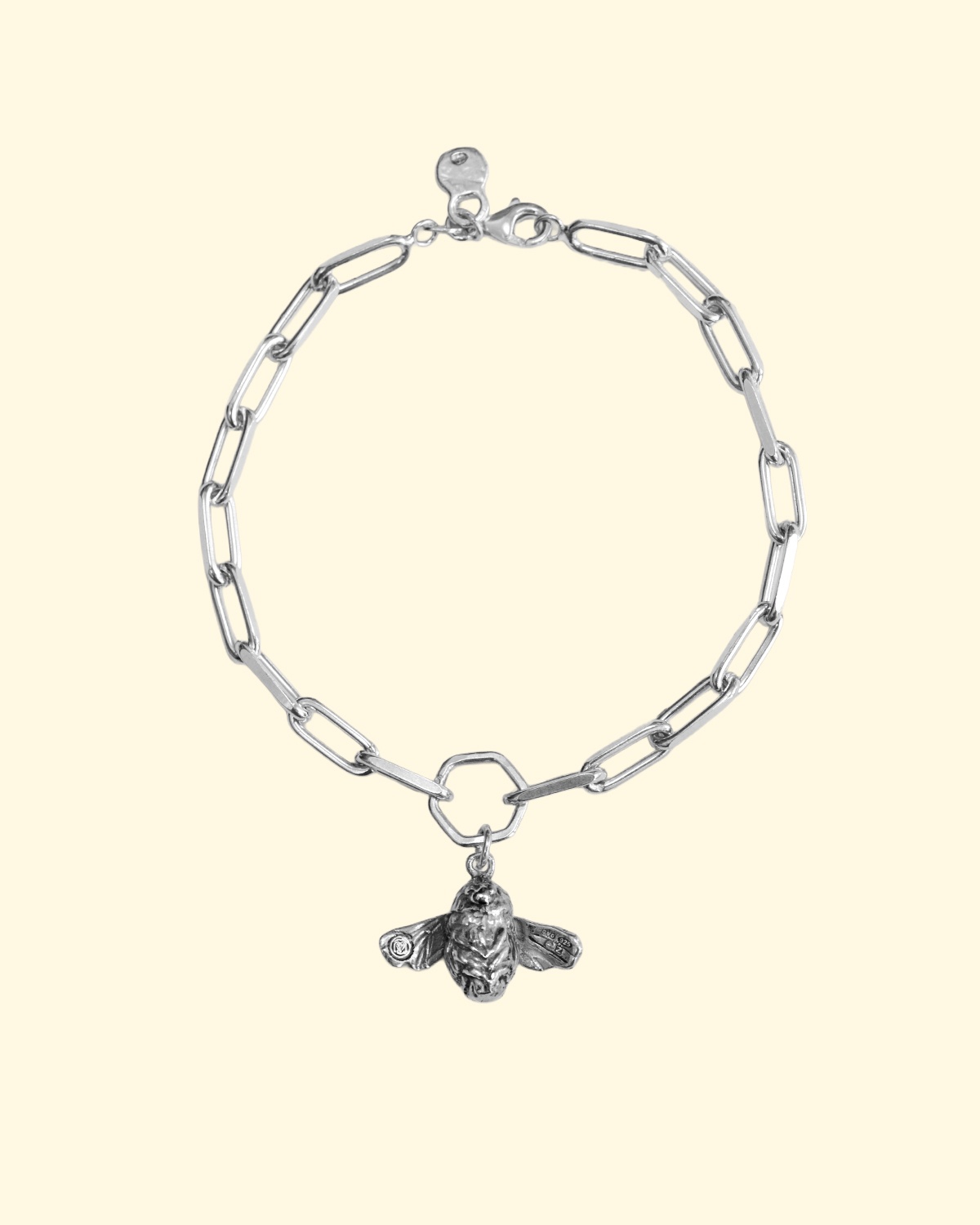 bee bracelet chunky trace bumble honey animal luxury recycled sterling silver hand made unique mooki jewellery