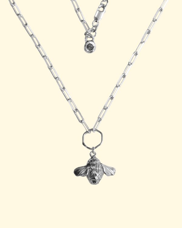 bee trace necklace chunky bumble honey animal luxury recycled sterling silver hand made unique mooki jewellery
