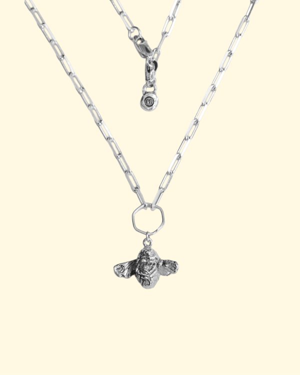 bee trace necklace chunky bumble honey animal luxury recycled sterling silver hand made unique mooki jewellery