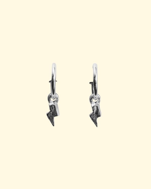 bowie hoops lightning flash bolt harry potter electricity earrings unique handmade recylced sterling silver mooki jewellery