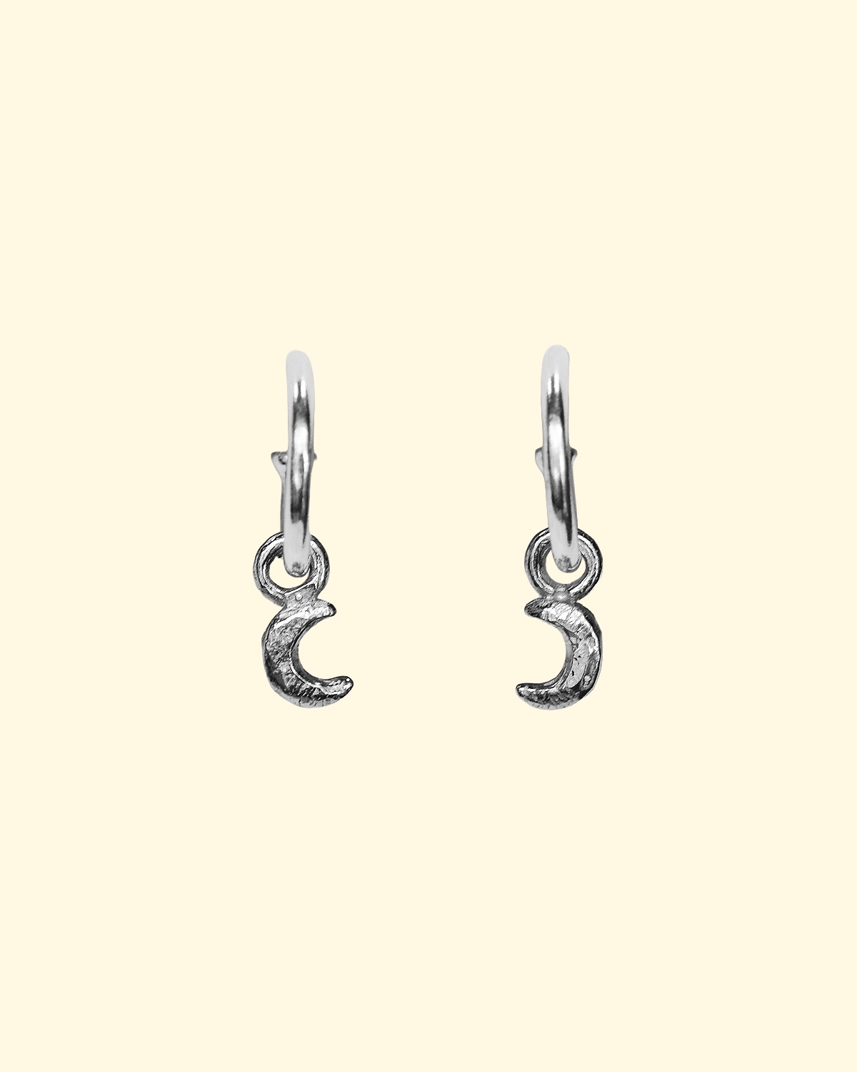 baby celeste hoops tiny moon celestial earrings unique handmade recylced sterling silver mooki jewellery